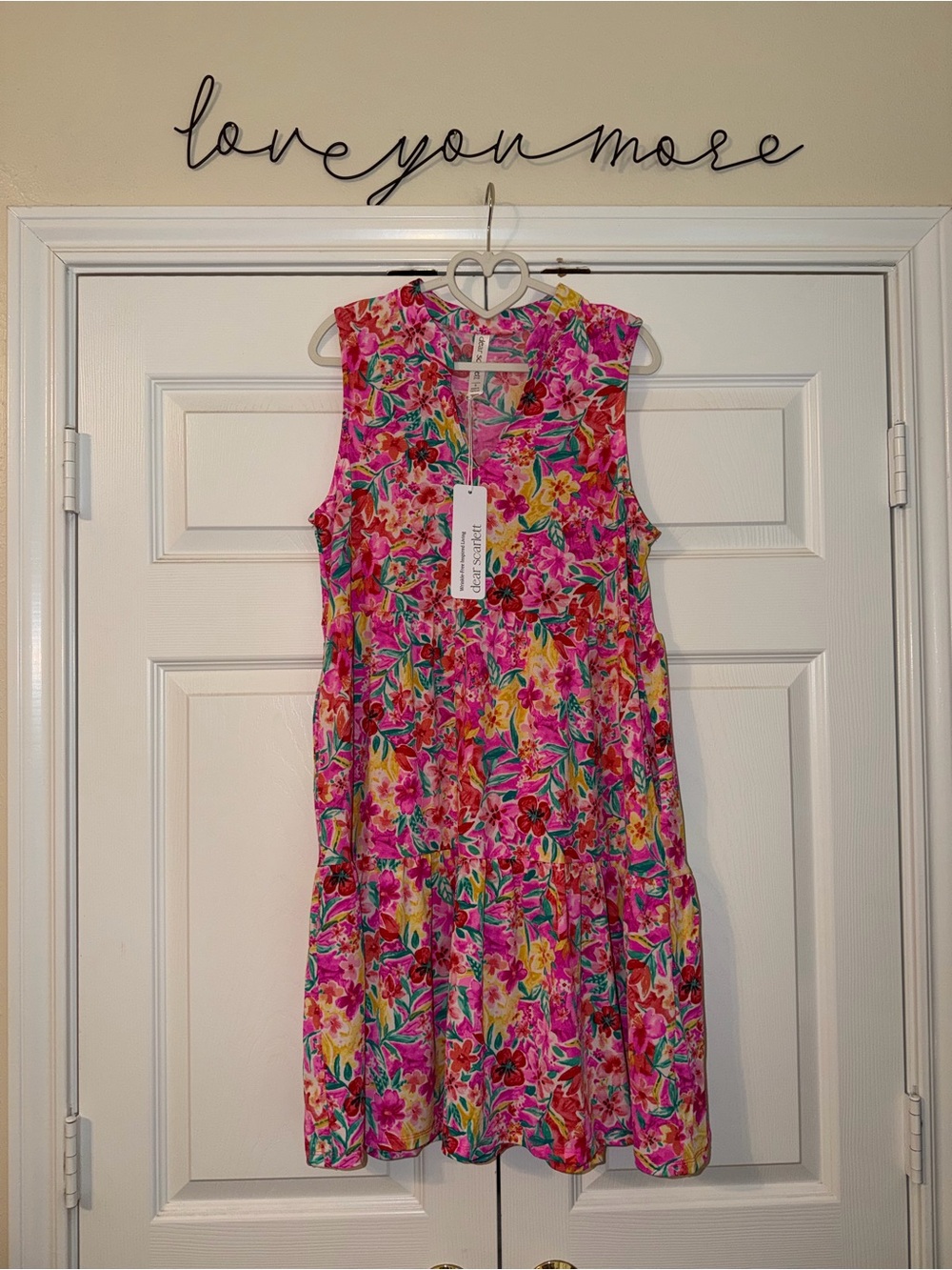 Colorful Floral Midi Dress - Pink Multi